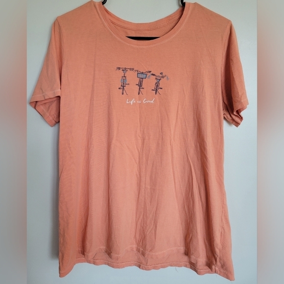 Life is Good Womens Classic Fit Orange Bicycle Tee Size Large - Picture 1 of 4